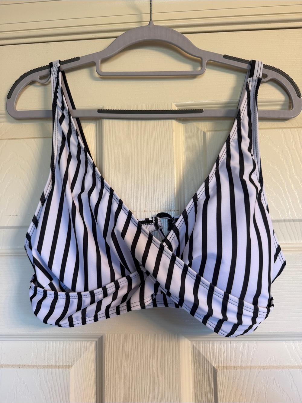 Striped Black & White Bikini Set - Women's Swimwear - Picture 2 of 8